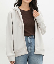 トップス パーカー ジップパーカー ジップアップパーカー スウェット 長袖 ハニぽか あったか 無地 レディース Honeys ハニーズ あったかきれいめジップ