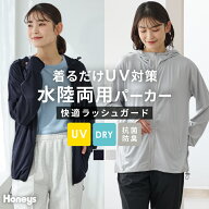 【期間限定クーポン配布中♪】SALE ラッシュガード パーカー 薄手 トップス 長袖 ハニさら ジップパーカ…