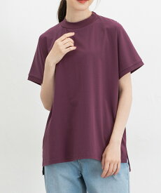 SALE トップス カットソー 半袖 接触冷感 ハニさら UVカット 遮熱 ハイネック 綿混 スリット カジュアル 夏 レディース セール Honeys ハニーズ ハイネックチュニック