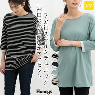 【マラソン♪最大2000円OFFクーポン】トップス カットソー UVカット チュニック Aライン 無地 ボーダー柄…