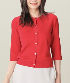 SALE トップス カーディガン 美冷 接触冷感 UVカット ウォッシャブル 6分袖 ニット レーヨン混 無地 レディース セール Honeys ハニーズ 袖口スリット6分袖カーデ
