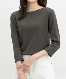 ＼最大2000円OFFクーポン配布中♪／トップス Tシャツ カットソー オーガニックコットン UVカット 7分袖Tシャツ ボートネック 無地 ボーダー レディース Honeys ハニーズ 7分オーガニックボートT