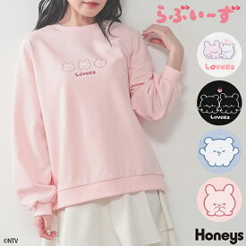 【最大2000円OFFクーポン♪】SALE トップス スウェット 長袖 らぶいーず キャラクター ゆるトップス ゆるトレーナー ゆったり クルーネック レディース Honeys ハニーズ らぶいーず／ゆるトップス