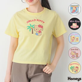 SALE トップス Tシャツ 半袖Tシャツ カットソー 半袖 大きいサイズ ハローキティ キャラクター 刺繍 プリント レディース セール Honeys ハニーズ ハローキティ／Tシャツ