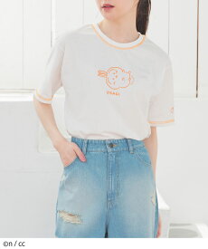 ■10%OFFクーポン配布中♪■ちいかわTシャツ トップス Tシャツ 半袖Tシャツ カットソー 半袖 キャラクター 刺繍 プリント グッズ クルーネック 綿混 Chiikawa レディース Honeys ハニーズ ちいかわ／Tシャツ