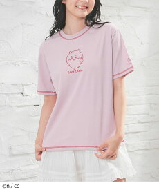 ■10%OFFクーポン配布中♪■ちいかわTシャツ トップス Tシャツ 半袖Tシャツ カットソー 半袖 キャラクター 刺繍 プリント グッズ クルーネック 綿混 Chiikawa レディース Honeys ハニーズ ちいかわ／Tシャツ