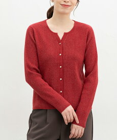 SALE トップス カーディガン 長袖 オフィス きれいめ キーネック ラメ入り リブ レーヨン混 ナイロン混 レディース セール Honeys ハニーズ ラメ入キーネックカーデ