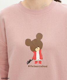 【お得なクーポン配布中！】トップス スウェット 長袖 くまのがっこう キャラクター ゆったり 裏毛 刺繍 プリント 綿 クルーネック レディース Honeys ハニーズ くまのがっこう／トップス