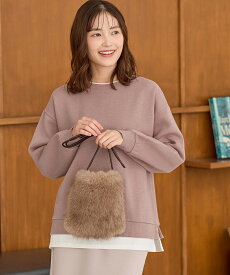 【最大2000円OFFクーポン♪】トップス スウェット 長袖 ハニぽか あったか ゆったり レイヤード風 裏毛 綿混 クルーネック レディース Honeys ハニーズ 裏起毛ゆるレイヤード風スウェット