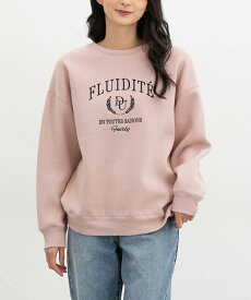 【最大2000円OFFクーポン♪】トップス スウェット 長袖 ハニぽか あったか ゆったり 裏起毛 綿混 クルーネック ロゴ 刺繍 レディース Honeys ハニーズ 裏起毛ゆるカレッジ刺繍