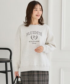 【10%OFFクーポン配布中♪】トップス スウェット 長袖 ハニぽか あったか ゆったり 裏起毛 綿混 クルーネック ロゴ 刺繍 レディース Honeys ハニーズ 裏起毛ゆるカレッジ刺繍