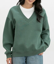 ◆スーパーセール限定価格◆トップス スウェット 長袖 ハニぽか あったか ゆったり 裏起毛 綿混 レイヤード風 スリット 無地 レディース Honeys ハニーズ 裏起毛ゆるレイヤード風