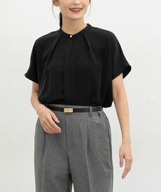 【スペシャルクーポン配布中！】【24%OFF！10/9 9:59まで】SALE トップス ブラウス 半袖 ハニさら 大きいサイズ オフィス きれいめ 接触冷感 再生ポリエステル バンドカラー レディース セール Honeys ハニーズ バンドカラーブラウス