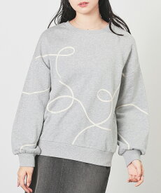 【10%OFFクーポン♪3/15 23:59まで】SALE トップス スウェット 長袖 ゆるトップス ゆったり 刺繍 裏毛 綿100％ クルーネック ガーリー レディース セール Honeys ハニーズ コード刺繍ゆるトップス