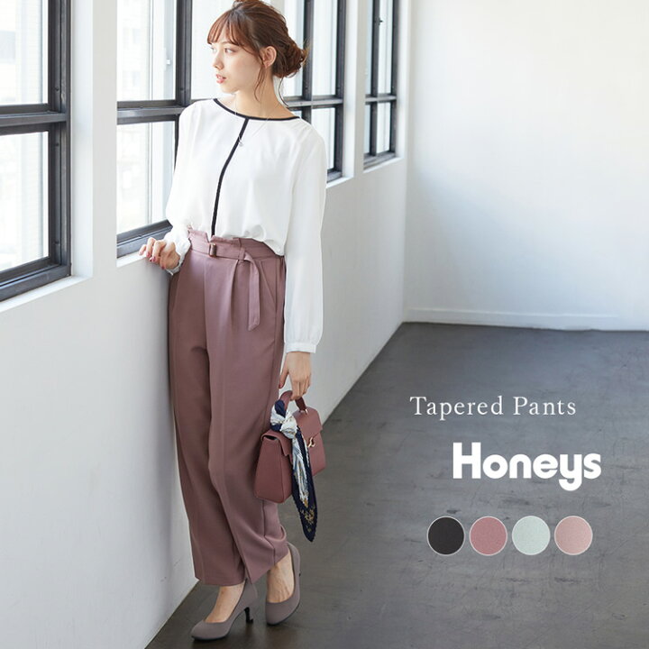 楽天市場 パンツ レディース きれいめ オフィス 通勤 テーパード 春 夏 秋 冬 Honeys ハニーズ ベルト付テーパードパンツ ハニーズ オンラインショップ