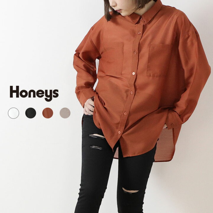 楽天市場 トップス シャツ シアーシャツ 長袖 無地 レイヤード レギュラーカラー おしゃれ レディース 夏 秋 Honeys ハニーズ シアーシャツ ハニーズ オンラインショップ