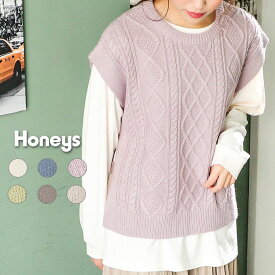 楽天市場 ニットベスト カラーピンク トップス レディースファッション の通販