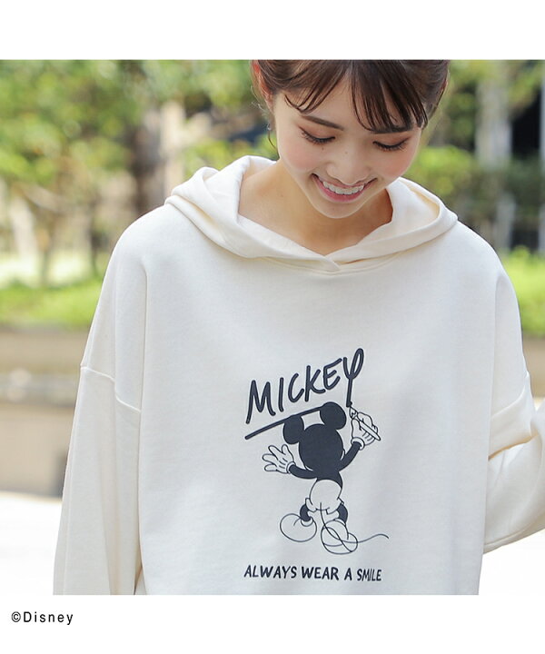 Disney ディズニー L グレー ジップパーカー ビッグプリント ミニーマウス レディース 正規品直輸入 レディース
