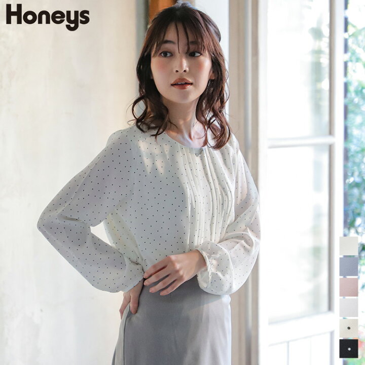 楽天市場 トップス ブラウス 長袖 無地 水玉柄 裏地 通勤 セレモニー 卒園式 入学式 上品 レディース 春 Honeys ハニーズ アクセ付トップス ハニーズ オンラインショップ