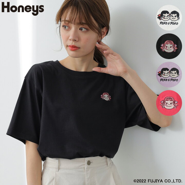 楽天市場 Tシャツ トップス 半袖 綿100 刺繍 ワンポイント キャラクター レディース 春 夏 秋 Sale セール Honeys ハニーズ ペコちゃん ｔシャツ ハニーズ オンラインショップ
