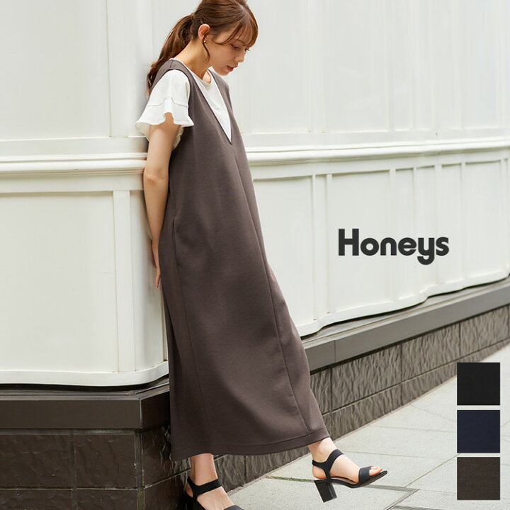 楽天市場 ワンピース ジャンスカ ｖネックジャンスカ レディース きれいめ 夏 秋 オールシーズン Honeys ハニーズ ｖネックジャンスカ Web限定3lサイズ有 ハニーズ オンラインショップ