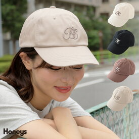 帽子 キャップ ベースボールキャップ 綿 ツイル サイズ調整 レジャー アウトドア レディース SALE セール Honeys ハニーズ ビッグモチーフキャップ