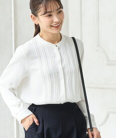 【期間限定クーポン♪】ブラウス 長袖 レディース オフィス おしゃれ きれいめ 大きいサイズ とろみ シワになりにくい Honeys ハニーズ ピンタックブラウス