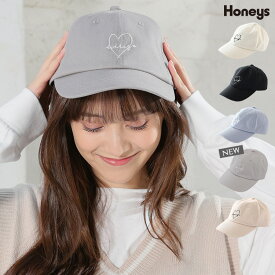 帽子 キャップ ベースボールキャップ 綿 ツイル サイズ調整 ロゴ カジュアル レディース Honeys ハニーズ ハートモチーフキャップ