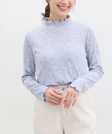 【最大2000円OFFクーポン♪】トップス カットソー 長袖 きれいめ ハイネック 花柄 ナチュラル インナー 春 ストレッチ Honeys ハニーズ 総柄ハイネックTシャツ