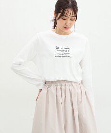 【1日限定】4月20日00:00～23:59 抽選で最大100%ポイントバック！トップス カットソー Tシャツ 長袖 レディース ゆったり ロゴT USAコットン 綿 白 黒 Honeys ハニーズ ロゴ刺繍Tシャツ