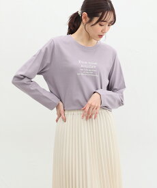 トップス カットソー Tシャツ 長袖 レディース ゆったり ロゴT USAコットン 綿 白 黒 Honeys ハニーズ ロゴ刺繍Tシャツ