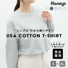 トップス Tシャツ ロンT Tシャツ 大きいサイズ コットン 綿 ユニセックス レディース メンズ Honeys ハニーズ USAコットンTシャツ