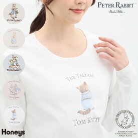 トップス Tシャツ カットソー 長袖 イラスト 可愛い 綿100％ コットン Honeys ハニーズ ピーターラビット(TM)／Tシャツ