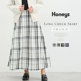 SALE ボトムス スカート ロングスカート レディース チェック柄 Aライン 春 夏 秋 冬 セール Honeys ハニーズ 総柄ロングスカート