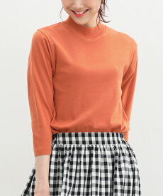 トップス Tシャツ レディース 白 黒 無地 ハイネック 綿100％ UVカット シンプル 春 Honeys ハニーズ 7分袖ハイネックTシャツ