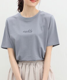 トップス Tシャツ 半袖 綿 コットン UVカット 大人カジュアル クルーニック レディース 夏 Honeys ハニーズ ロゴ刺繍Tシャツ