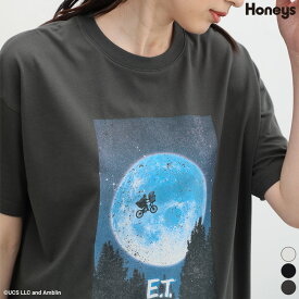 トップス Tシャツ カットソー 綿100％ オーバーサイズ イラストプリント おしゃれ レディース Honeys ハニーズ 『E．T．』／ゆるT