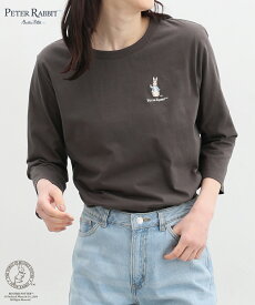 【1日限定】4月20日00:00～23:59 抽選で最大100%ポイントバック！トップス Tシャツ カットソー ロンT 7分袖 綿100％ イラストプリント ロゴ レディース Honeys ハニーズ ピーターラビット(TM)／Tシャツ