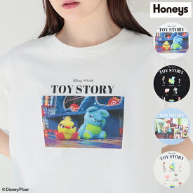 トップス Tシャツ カットソー 半袖 イラストプリント 綿混 オーバーサイズ レディース 夏 Honeys ハニーズ トイ・ストーリー／ゆるT