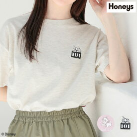 トップス Tシャツ 半袖 カットソー バックプリント ロゴ オーバーサイズ レディース 夏 Honeys ハニーズ ディズニー／ゆるTシャツ