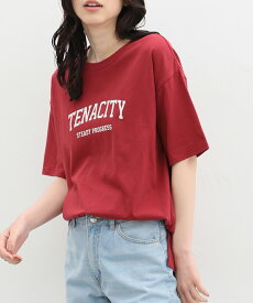 トップス Tシャツ カットソー 半袖Tシャツ ロゴT UVカット 綿100％ カジュアル レディース 夏 Honeys ハニーズ ゆるカレッジプリントT