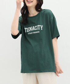 【5/25(土)限定】抽選で最大100％ポイントバック！トップス Tシャツ カットソー 半袖Tシャツ ロゴT UVカット 綿100％ カジュアル レディース 夏 Honeys ハニーズ ゆるカレッジプリントT