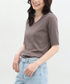 【5/25(土)限定】抽選で最大100％ポイントバック！Tシャツ カットソー 半袖 汗じみ 防止 服 目立たない おしゃれ 人気 袖長め レディース 白 黒 Honeys ハニーズ 汗ジミ軽減半袖VネックT