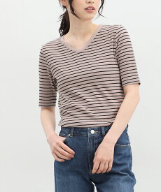 Tシャツ カットソー 半袖 汗じみ 防止 服 目立たない おしゃれ 人気 袖長め レディース 白 黒 Honeys ハニーズ 汗ジミ軽減半袖VネックT