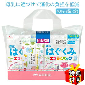 はぐくみ 森永 エコらくパック つめかえ用 1600g（400g×2袋×2箱） 粉ミルク 赤ちゃん用