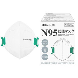 N95防護マスク ホワイト (20枚入) 送料無料 米国NIOSH認証