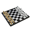 豪華なボードゲーム 金と銀のチェス 大判サイズ 約32cm×32cm / マグネット式で外でも遊べます 一式セット / 遊戯 チェス盤 ゴールド シルバー