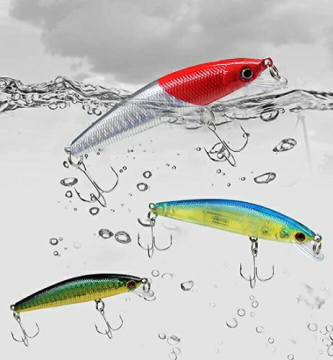 Nuguri 釣りルアー爆釣ミノー シーバスやヒラメなどソルトウォーター 8cm 10g 6色セット