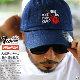 7union キャップ メンズ 春夏秋冬用 全2色 セブンユニオン 帽子 cap ローキャップ 浅め ベースボールキャップ おしゃれ 7USB ギター ビール バーベキュー ロゴ 刺繍 デニム スケボー b系 ヒップホップ ファッション ストリート系 2024 新作 7IPVW-004