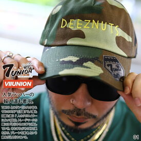 7union キャップ メンズ 緑/白 セブンユニオン 帽子 cap ローキャップ 浅め ベースボールキャップ おしゃれ Deez Nuts ピーナッツ ロゴ 刺繍 ぼうし 迷彩柄 アメカジ サーフ スケボー b系 ヒップホップ ファッション ストリート系 2024 新作 IPVW-120